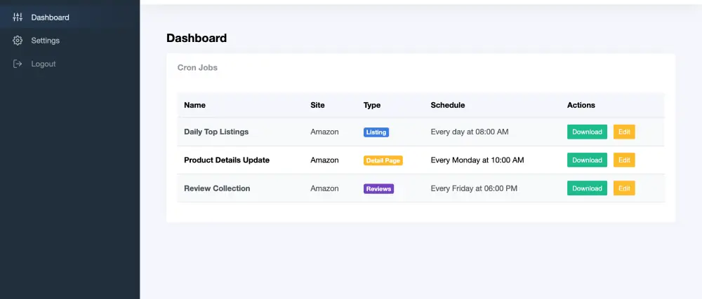 Amazon Scraper Admin Dashboard